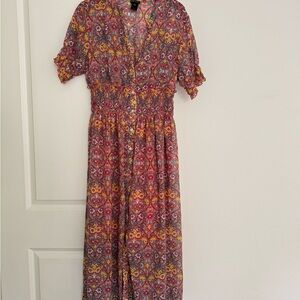 Kate & Lily bounties women’s pink floral boho print maxi dress size 12